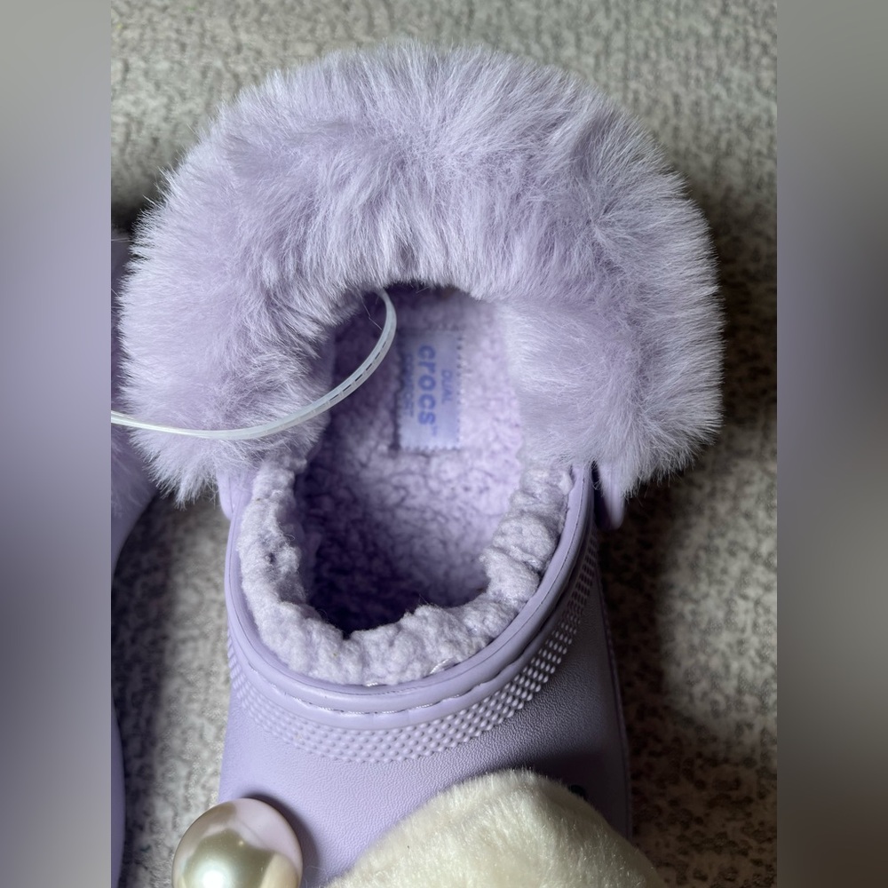 NWT Crocs Classic Platform Lined Charm Clog Lavender Purple Women’s Size 6 - Picture 11 of 17